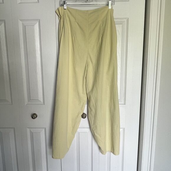 New Free People Paper Bag Waist Tapered Tie Waist Trousers Size XS Yellow 8-12 - Picture 6 of 16